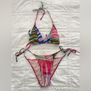 Billabong multi color triangle tie bikini set